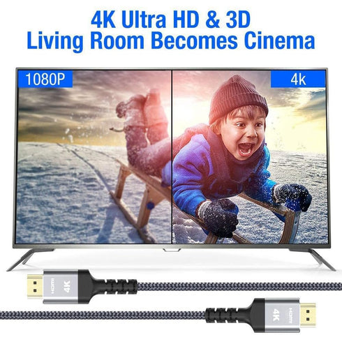 25 18Gbps 2.0 4K HDR10, 2.2, TV/HDTV/PS5/Blu-ray Highwings High-Speed FT HDMI Cable, Braided HDMI Cord, HDR, HDCP ARC