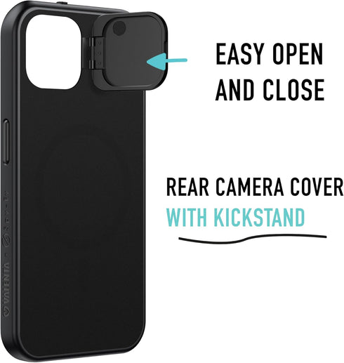 Spy-Fy iPhone 15 Plus Privacy Case - Camera Covers Front and Rear | Magsafe Compatible, Kickstand, 6-Foot Drop Proof |