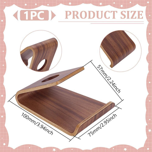 HOBBIESAY 2.95 Inch Walnut Wood Cell Phone Holder Smartphone Stand Desk Phone Mount Cellphone Cradle Handcrafted Wooden