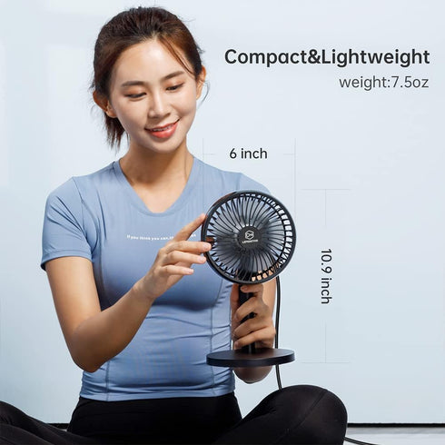 6 Inch Desk Fan for Bedroom, USB Small Fan with 4 Speeds, Adjustable Height, Ultra Quiet for Home