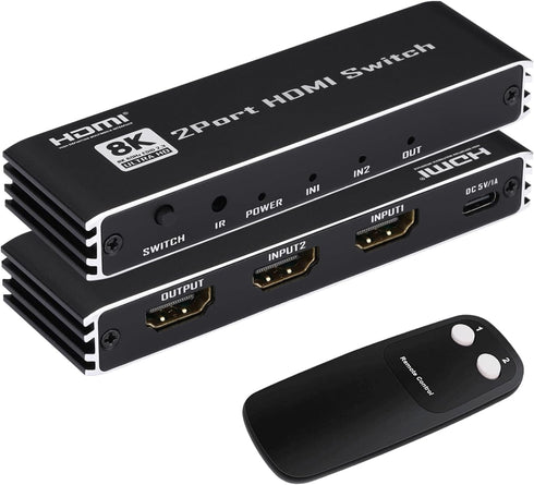 Enbuer 8K HDMI 2.1 Switch, HDMI 2.1 Switcher 2 in 1 Out,