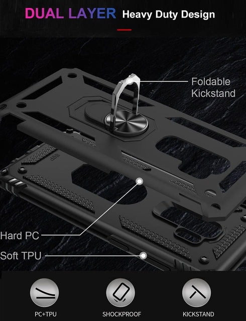 IKAZZ Galaxy S9 Plus Case, Heavy Duty Shockproof Phone Cover with Magnetic Kickstand in Black