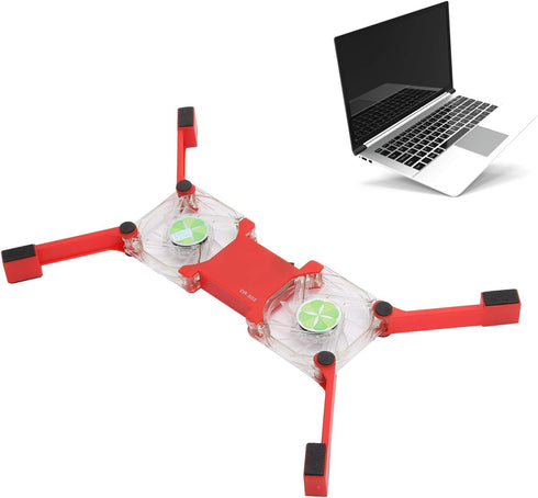 DR-S02 Laptop Cooling Pad, Folding Cooler with Dual Fans, Portable USB Powered Notebook Radiator Stand (Red)