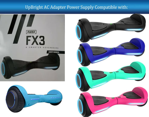 UpBright 29.4V AC/DC Adapter for Fluxx FX3, 25.2V 2.6Ah Lithium-ion Battery Hoverboard, 200 Watt Motor