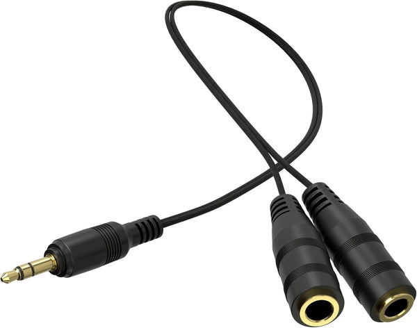 Headphone Splitter 3.5mm Aux, 2 Female to 1 Male Audio Y Splitter Stereo Dual Headphone Adapter for Laptops, PC