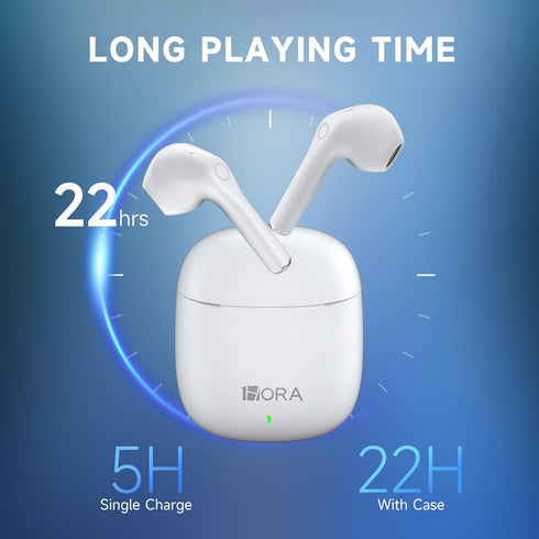 1 Hora Wireless Earbuds Bluetooth 5.3 Headphones Deep Bass in-Ear Earphones Premium Sound with Mic Charging Case for iPhone, Tablet, Android Smartphone Laptop Sports