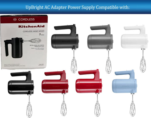 UpBright AC Adapter Compatible with KitchenAid KHMB732 KHMB732BM KHMB732WH KHMB732PA KHMB732ER KHMB732DG KHMB732OB KHMB732VB Kitchen Aid 7 Speed Cordless Hand Mixer ZD12D140080US 14V Battery Charger