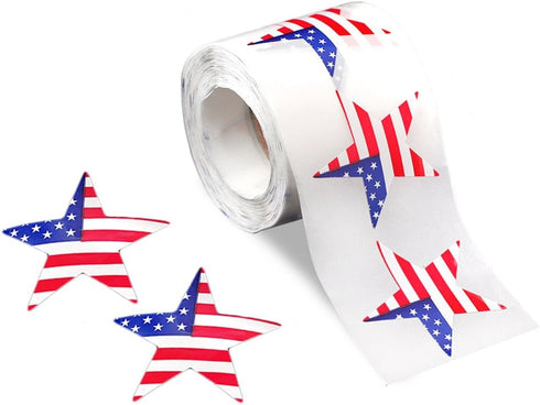 250 Patriotic American Flag Star Stickers for 4th of July, Memorial Day, Veteran's Day