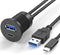 USB Type C 3.0 and USB 3.0 Male to Female Flush Mount Cable, Waterproof Kit for Car Dash Panel Mount Adapter