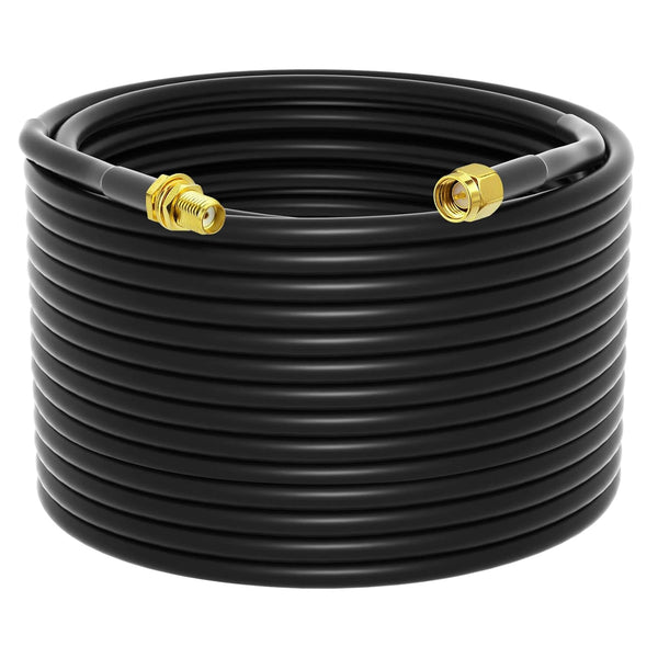 onelinkmore Low-Loss Coaxial Extension Cable, 75Ft RG58 SMA Female to Male for Two-Way Radio Applications