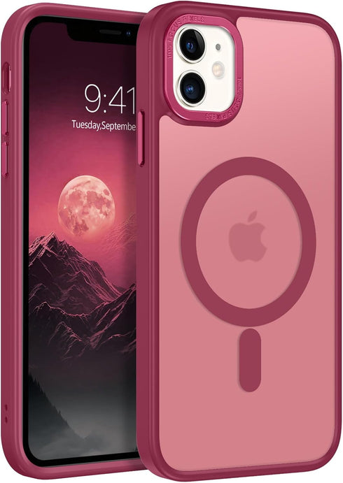 BENTOBEN iPhone 11 Case, Slim Shockproof Magnetic Cover, Translucent Matte, Anti-Fingerprint, Wine Red, Compatible with