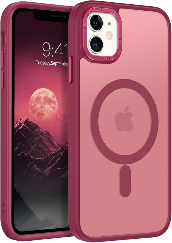 BENTOBEN iPhone 11 Case, Slim Shockproof Magnetic Cover, Translucent Matte, Anti-Fingerprint, Wine Red, Compatible with