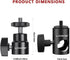 Light Stand Mount Adapter with Mini Ball Head 1/4" Screw - Fits C Stand, Boom Arm, Camera Monitor, Max Load 4.4lb