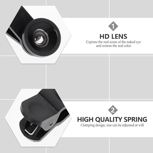 Toddmomy 2 Sets 3-in-1 Phone Camera Lens Kit with Fisheye, Macro, and Wide Angle Lenses for Smartphones, Black Clip-on