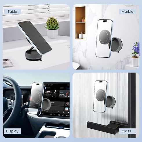 Xiaokeis 360 Foldable Vacuum Magnetic Car Phone Holder, Rotatable Suction Phone Mount, Strong Suction Cup Magnetic Car