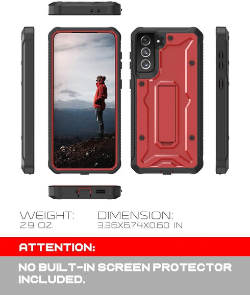 ArmadilloTek Vanguard Case for Samsung Galaxy S21 Plus, Military Grade Full-Body Rugged with Built-in Kickstand (Red)