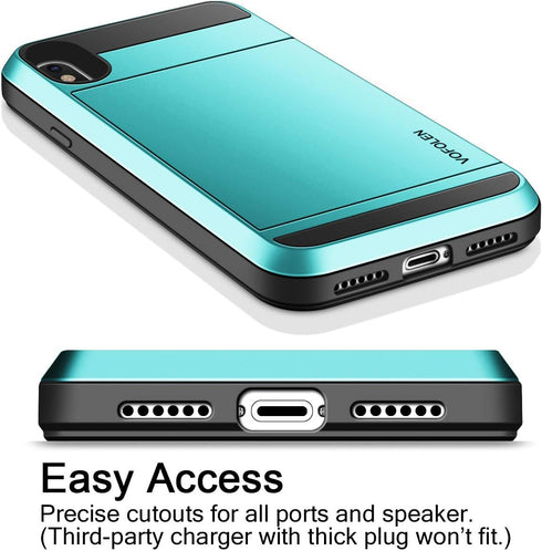 Vofolen Case for iPhone Xs Max, Wallet Card Holder Sliding Cover, Dual Layer Protective Hard Shell Hybrid TPU Bumper
