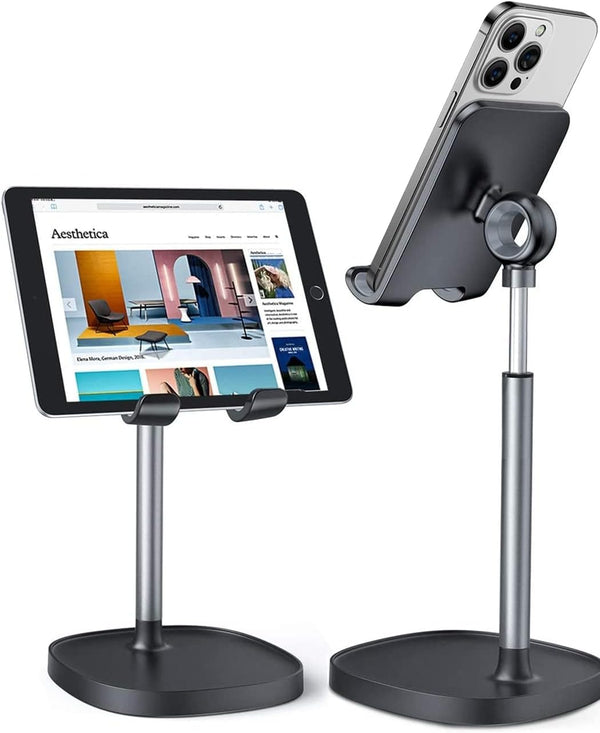 LISEN Adjustable Cell Phone Stand for Desk, Home Office Accessories for iPhone and Tablets 4-10in