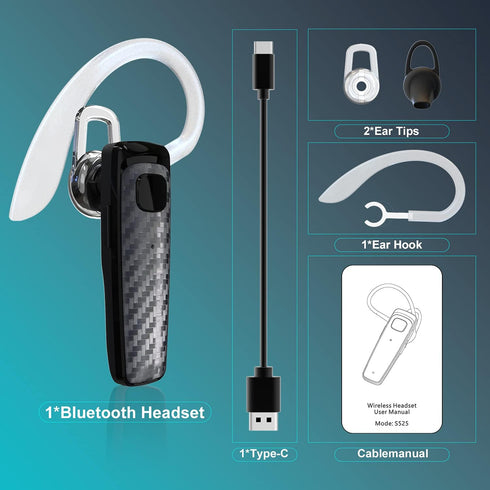 Bluetooth Headset, CVC8.0 Noise Cancelling Wireless Earpiece, 16 Hrs Talk Time, Compatible with iPhone & Android