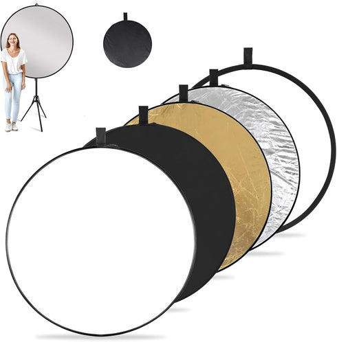 SuperRC 5 in 1 Photo Collapsible Photography Reflector 24'' Portable Camera Panel for
