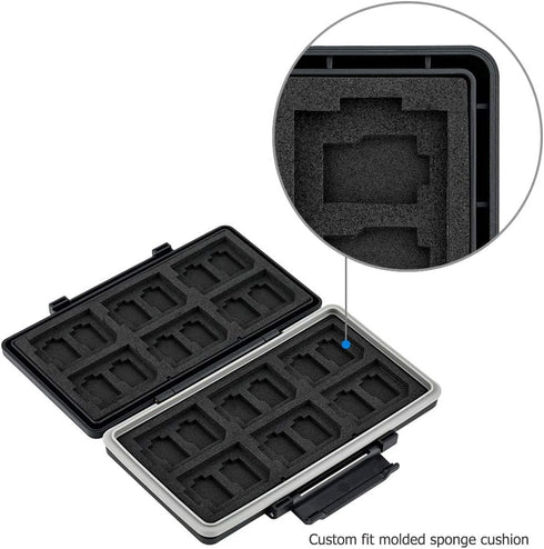 36 Slots Memory Card Case Holder, Water-Resistant Keeper Wallet for 12 SD SDHC SDXC + 24 TF MSD MicroSD MicroSDHC