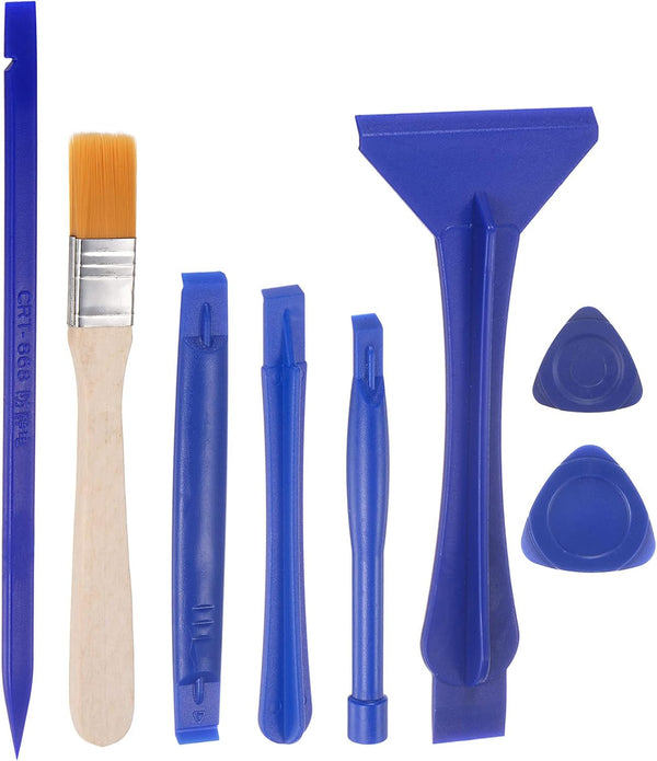 uxcell 8in1 Electronics Repair Tool Kit, Plastic Pry Bar, Cleaning Brush for Screen Glue Removal
