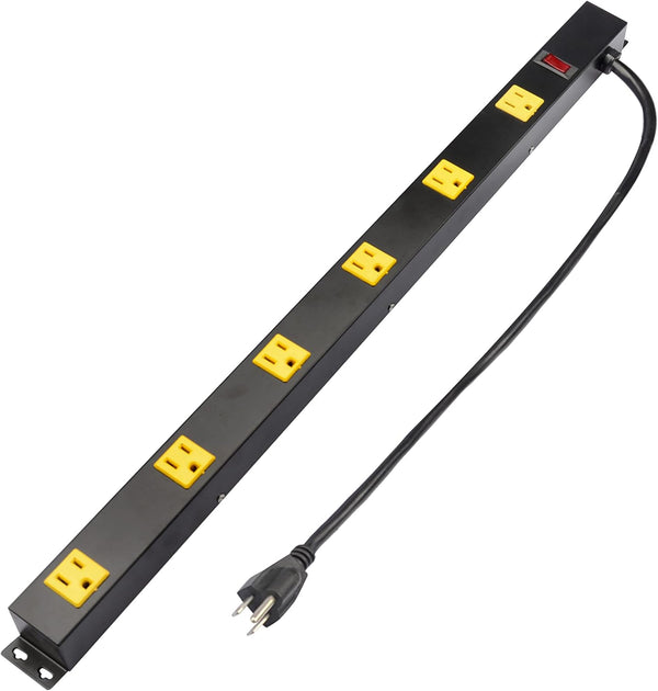 ProHT 6 Outlet Power Strip (03200) with Lighted Combo Switch/Breaker, 3ft Power Cord, Metal Housing, ETL Listed