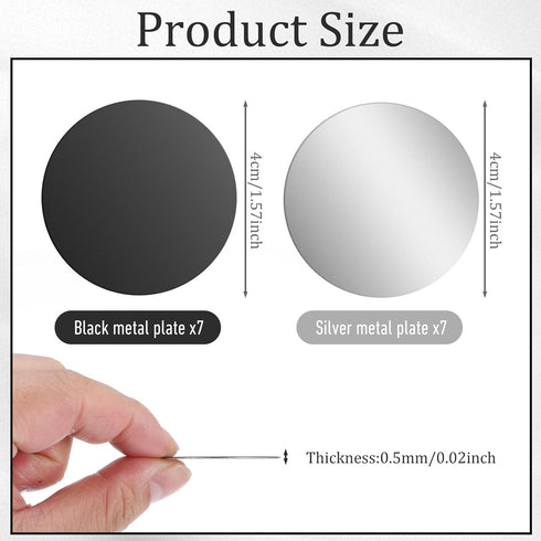 LXUEJIE 14Pcs Metal Plate for Phone Magnet, Round Plates for Magnetic Mount, Round Phone Metal Plate for Magnetic Car