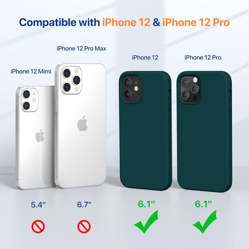 Miracase Compatible with iPhone 12 and iPhone 12 Pro Case, Teal Liquid Silicone Gel Rubber Full Body Shockproof
