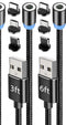 RISEMOSE Magnetic Charging Cable, NetDot 6 Pack (3ft) Max 18W Fast Charging for Micro USB, USB-C/i-Product (Black)
