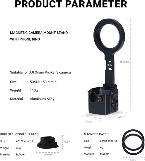 YUAN YU JING MI 3 360 2/3 YUANYU Metal Magnetic Mount Cage Non-Slip Silicone Suction Base Mount for Pocket
