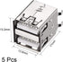 uxcell PCB USB Connector Type-A Dual Port Female Jack – Vertical Four Bend Foot, 5pcs