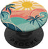 Retro Summer Vibe Designs Retro Summer Vibes | Beach Palm and Sun Design PopSockets Adhesive PopGrip
