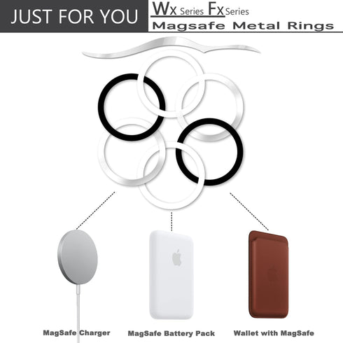 WYNK Universal Metal Rings - Compatible for Apple Magsafe Charger/Wallet/Battery Pack, for iPhone 15/14/13/12 Series