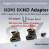 U Shape HDMI 2.1 Adapter Male to Female, Standard HDMI Type A UHD 3D 8K@60Hz 180 Degree Down Angle for Laptop