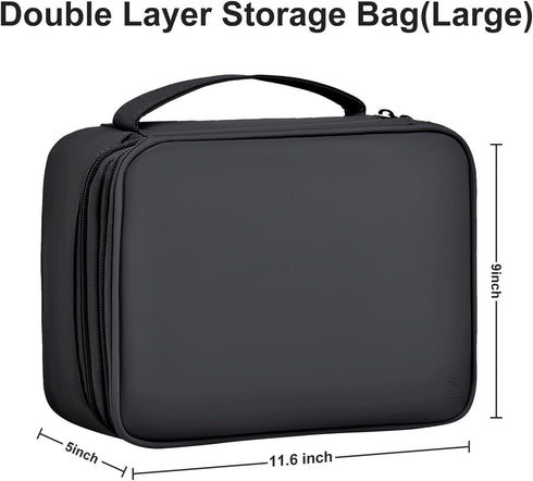 Large Capacity Electronics Accessories Organizer Travel Case, Waterproof Leather Cord Organizer with Adjustable