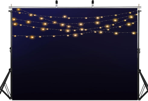 LidyMini 10x8ft Fabric Dark Night String Lights Backdrop Romantic Party Photography Background Stunning Light Charm