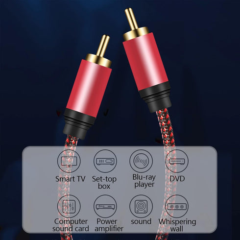 Tiierzon 3Ft,1RCA 1RCA (3Ft) Digital Coaxial Audio Cable Male to Male Subwoofer Cable Nylon Braided RCA Video Cable
