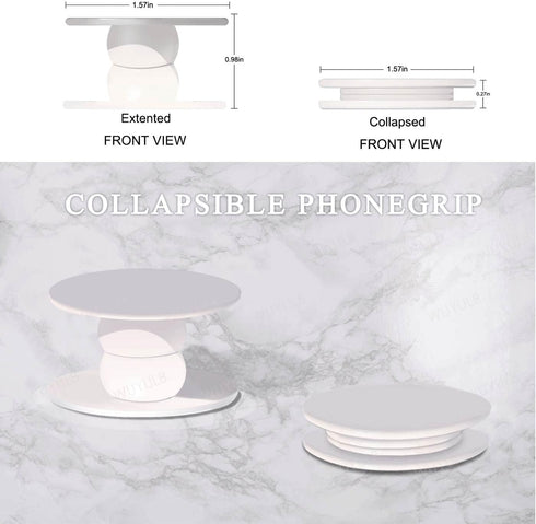 Ksadiye Clear Phone Grip with Expanding Kickstand,Cell Smartphones Collapsible Stand Pink White Heart Design for Phone