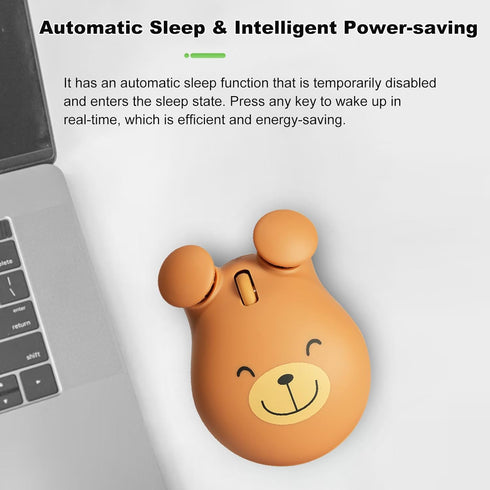 Wireless Mouse 2.4GHz Lovely Cartoon Bear Shape USB Mouse Portable Cordless Mouse with USB Receiver, Kids Small Optical Mouse Computer Mouse for Laptop Computer