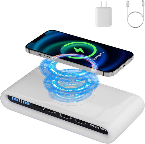Wireless Charger Station USB C Port 30W 3 in 1 Wireless Charging Pad with Night Light for iPhone