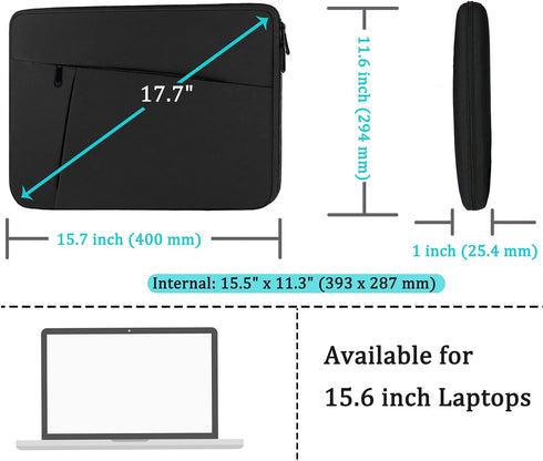 BOOEUDI 15.6 inch, 15.6 inch Laptop Case Sleeve Durable Shockproof Protective Computer Carrying Cover with Front