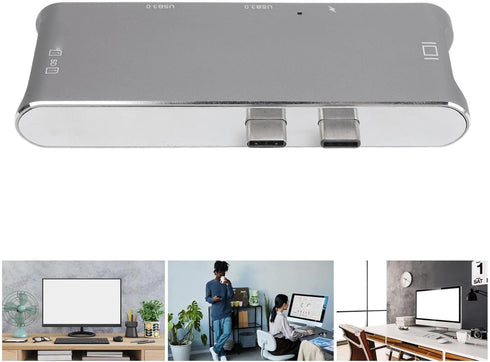goodstumbler 6 2 4K USB3.0 in USB C Hub: Universal Compatible with MacBook, Aluminum Alloy Design, Plug and Play Dual