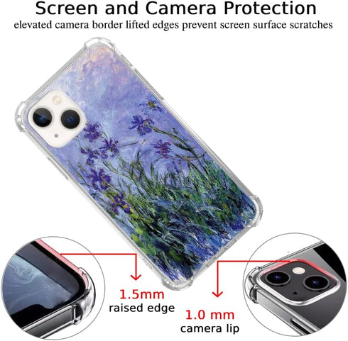 Iconic Painting Lilac Case Compatible with iPhone 13, Aesthetic Lilac Flower Famous Art Case for Women Men
