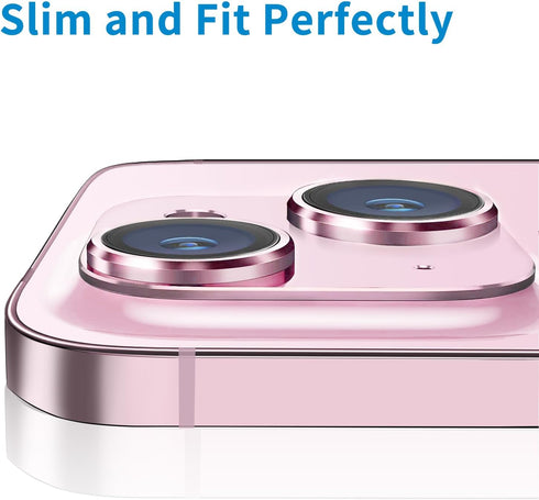 Pink Camera Lens Protector for iPhone 15 & 15 Plus - Anti-Scratch Tempered Glass, Shockproof Full Protection.