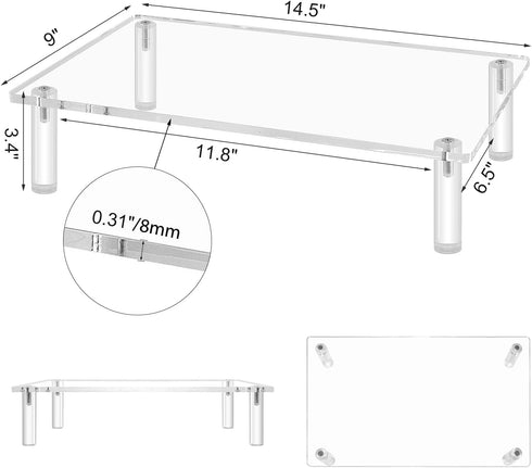 Sumerflos Clear Acrylic Monitor Laptop Stand, Sturdy and Save Space Computer Laptop Monitor Riser Stand for Home Office