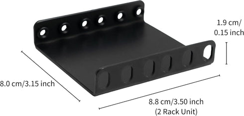 LiyaTech 3.1 inch Rackmount Recessed Adapter for 2U Rack, Black