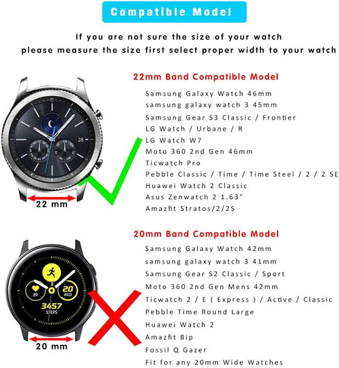 Compatible with Samsung Galaxy Watch 46mm/Galaxy Watch 3 45mm/Gear S3 Frontier/Classic, 22mm Genuine Leather Cuff Strap