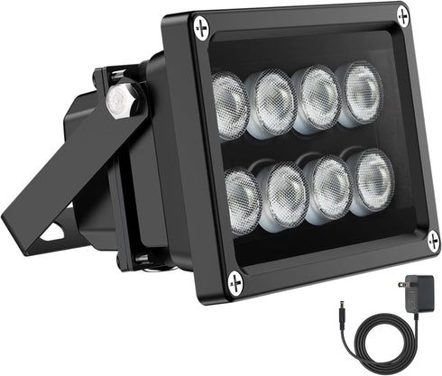 Univivi IR Illuminator 90 Degree Wide Angle 8-LEDs 850nm Infrared Light for Night Vision, IP67 Waterproof