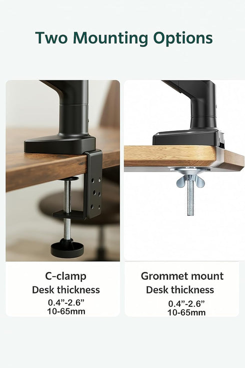 ArcadeX 13 32 Inch Grommet 4.4 22lbs Single Monitor Mount, to Gas Monitor Arm, Adjustable Stand, Vesa Mount with Clamp